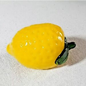 Vintage Murano Style Art Glass Yellow Lemon Decorative Paperweight Handblown_CC